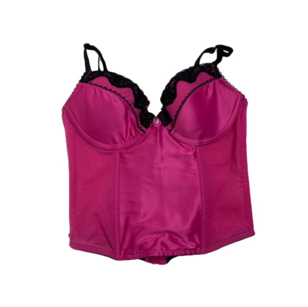 Sentiments Pink With  Black Lace Trim Bustier 34B
